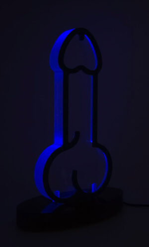 Velvet Obsession dark blue acrylic lamp male from the Luster & Linger Seduction Collection lit