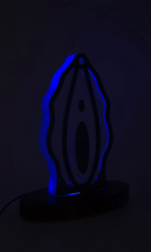 Indigo Muse dark blue acrylic lamp female from the Luster & Linger Seduction Collection lit