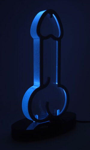 Azul Sin light blue acrylic lamp male from the Luster & Linger Seduction Collection lit
