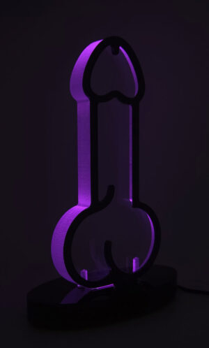 Violet Mystery purple acrylic lamp male from the Luster & Linger Seduction Collection lit