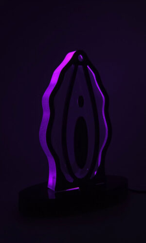 Plum Ecstasy purple acrylic lamp female from the Luster & Linger Seduction Collection lit