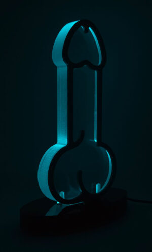 Ocean's Pulse turquoise acrylic lamp male from the Luster & Linger Seduction Collection lit